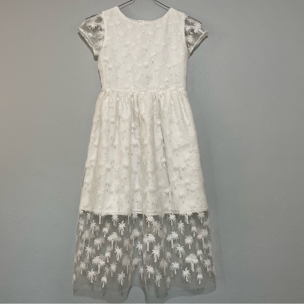 Charabia Paris Girls Tulle Embroidered Palm Tree Dress